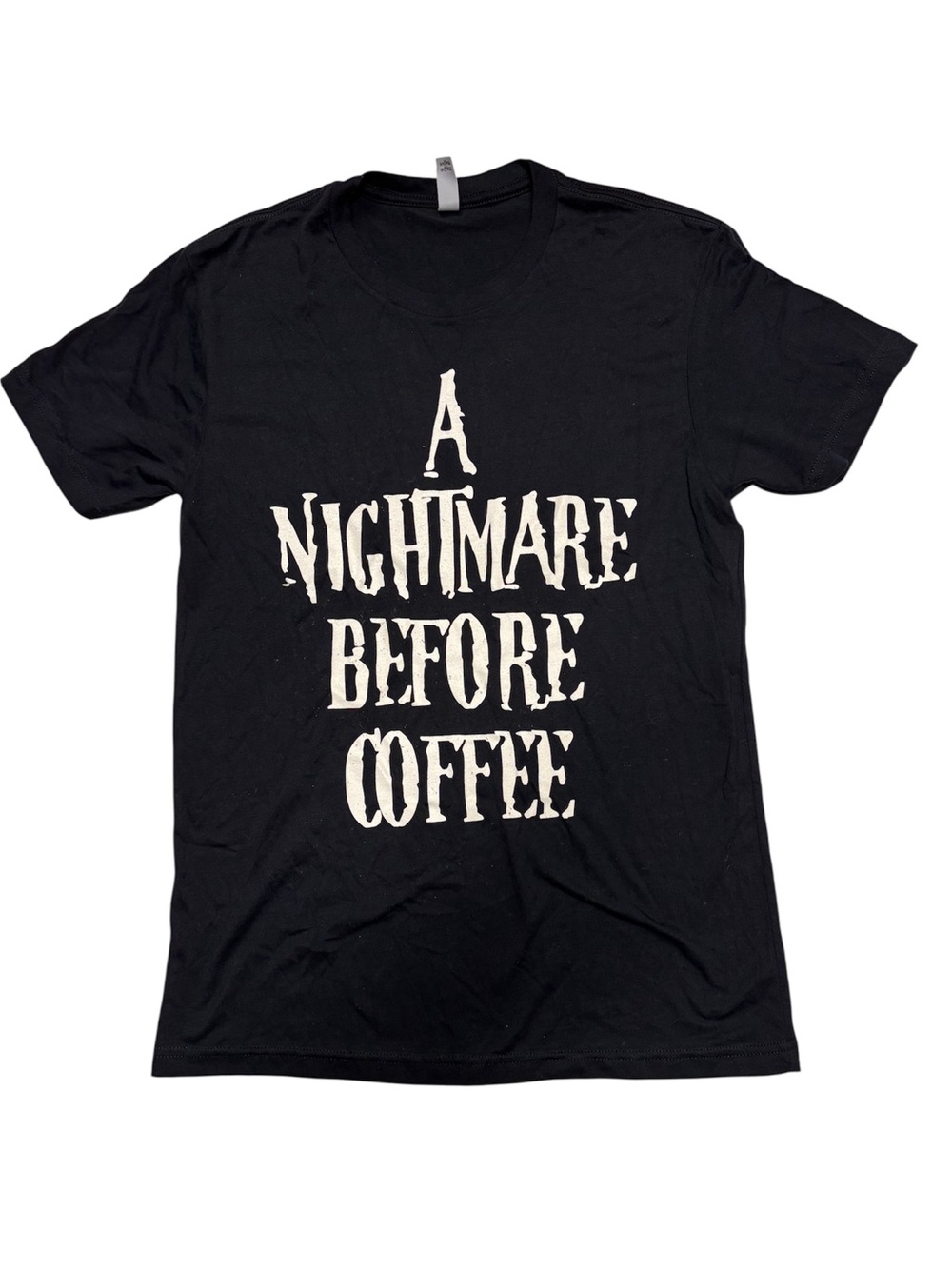 Women’s Black Graphic Tee - "A Nightmare Before Coffee"